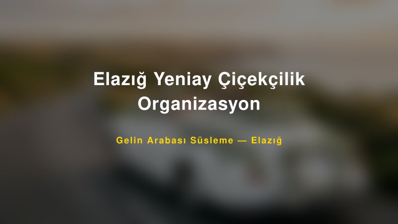 Elazığ Yeniay Çiçekçilik Organizasyon — Elazığ Kır Düğünü Mekanı Rehberi